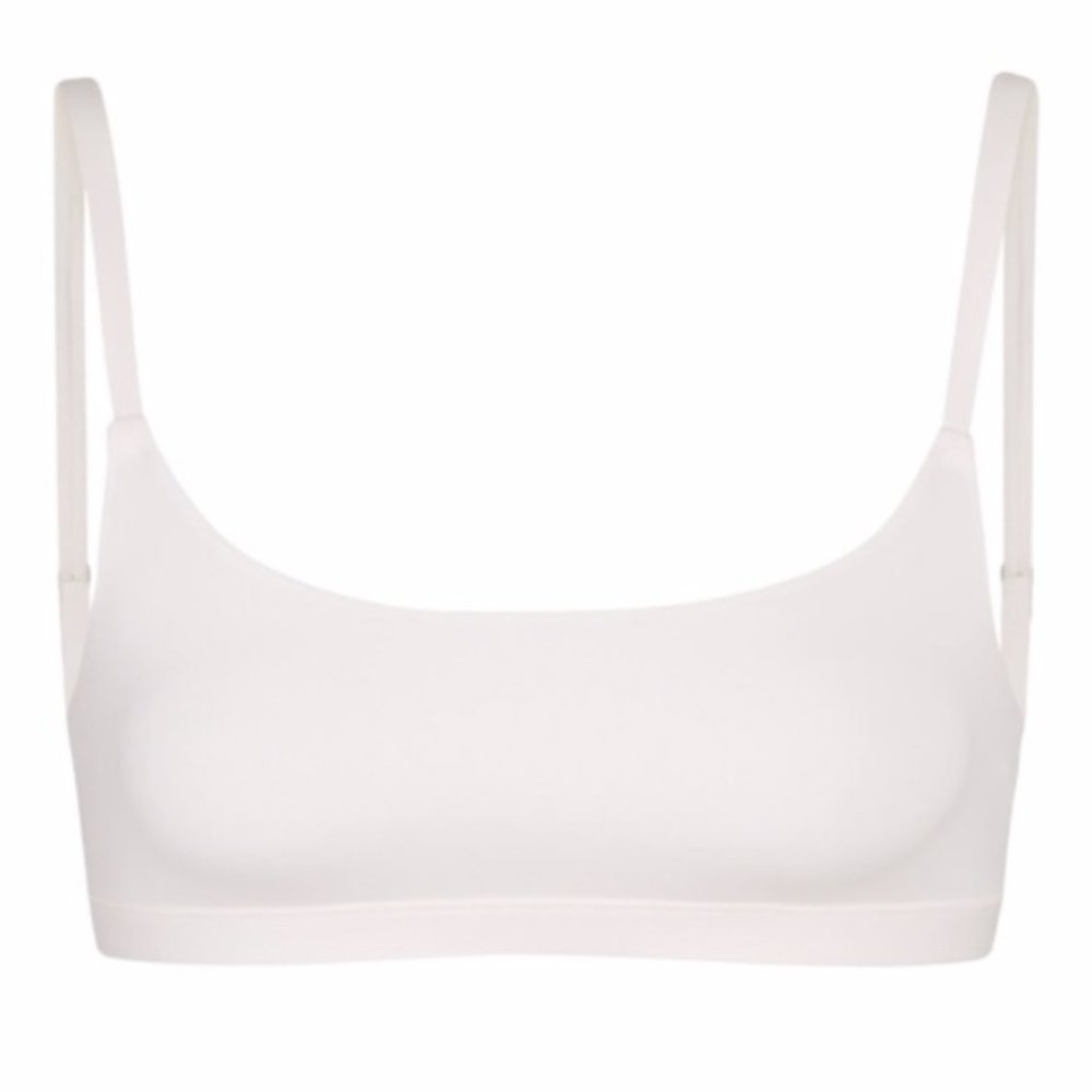 NWT SKIMS Fits Everybody Scoop Neck Bra Bralette White Marble XS